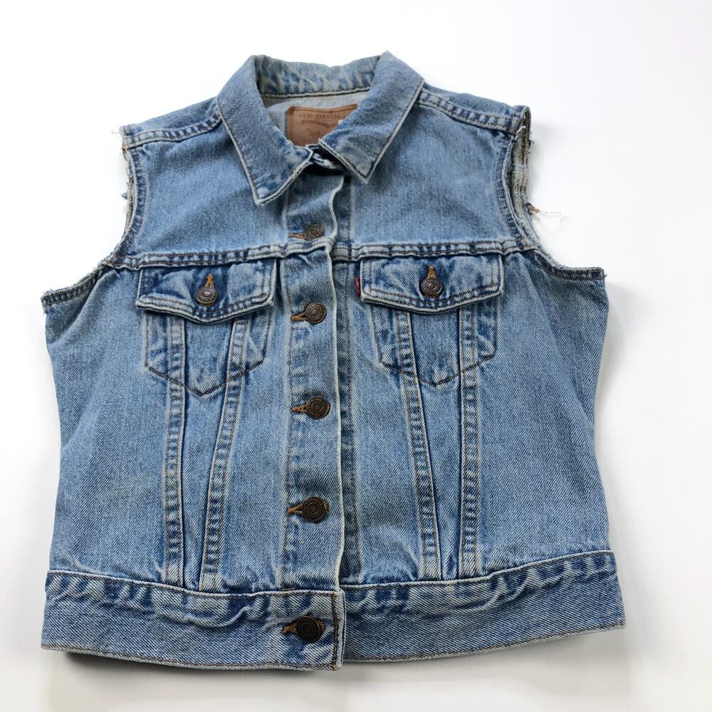 Levi’s Denim Trucker Sleeveless Vest Jacket Kids Unisex Small Made in USA